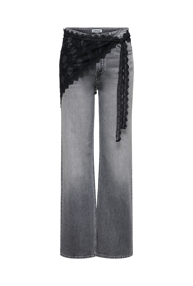 Front image of Sof lace scarf in black, by brand Only