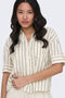 Front image of a model wearing the Tizana stripe s/s shirt in stripe, by brand Only