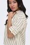 Front image of a model wearing the Tizana stripe s/s shirt in stripe, by brand Only