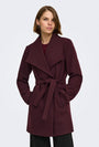 Image of TRISH WRAP COAT in chocolate, by brand ONLY