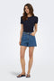 Front image of a model wearing the Vega mw west belt denim shorts in denim, by brand Only