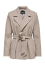 Image of VILDA SHORT WRAP COAT in light brown, by brand ONLY