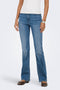 Front image of a model wearing Wauw hw flared jeans in denim, by brand Only