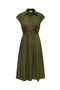 Front image of the Willy cap sleeve midi dress in olive, by brand Jacqueline de yong