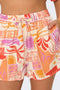 Front image of a model wearing the Only zuffy life shorts in orange, by brand Only