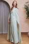 Front image of a model wearing the Lailah maxi dress in sage, by brand Tfnc