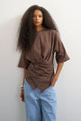 Image of BETJA SS WRAP TSHIRT in chocolate, by brand TOP SHOP