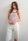 Image of MOLLY SL STRIPE SCOOP RIB VEST in purple, by brand TOP SHOP