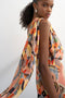Front image of a model wearing the Viva draped scarf mini dress in multi, by brand Top shop