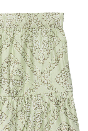 Detail image of the Bliss h/w short detail skirt in green, by brand Vero moda