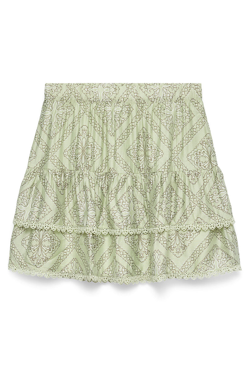 Front image of Bliss h/w short detail skirt in green, by brand Vero moda