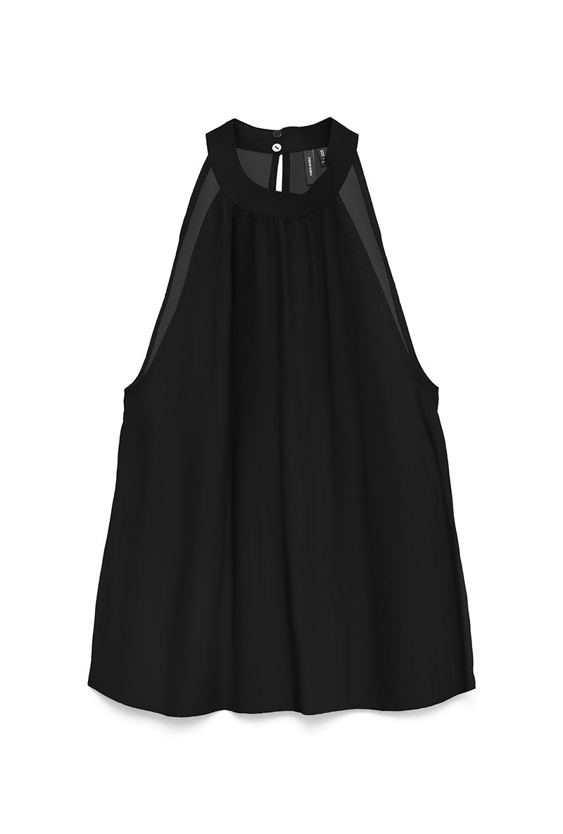 Front image of Easy joy s/l  halterneck top in black, by brand Vero moda