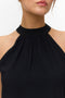 Front image of a model wearing the Easy joy s/l  halterneck top in black, by brand Vero moda