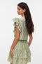 Back image of a model wearing the Bliss s/l details top in green, by brand Vero moda