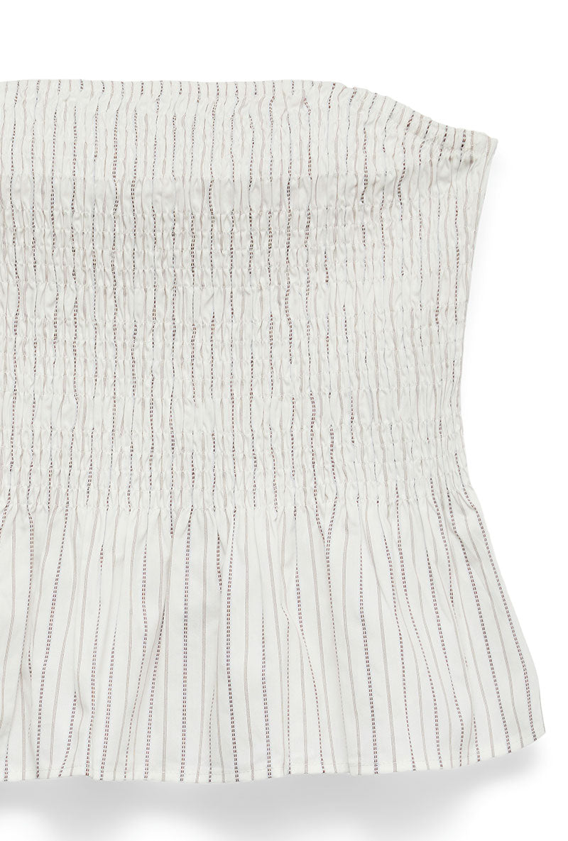 Detail image of Glow smock bandeau top in white, by brand Vero moda