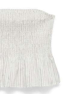 Detail image of the Glow smock bandeau top in white, by brand Vero moda