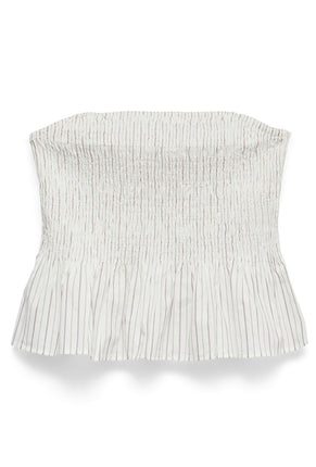 Front image of Glow smock bandeau top in white, by brand Vero moda