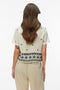 Back image of a model wearing the Kai s/s shirt in beige, by brand Vero moda