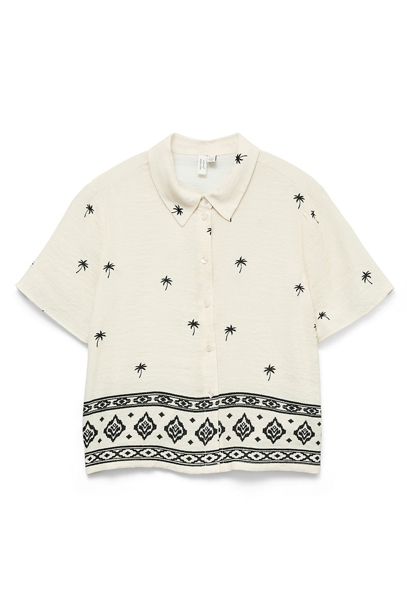 Front image of Kai s/s shirt in beige, by brand Vero moda