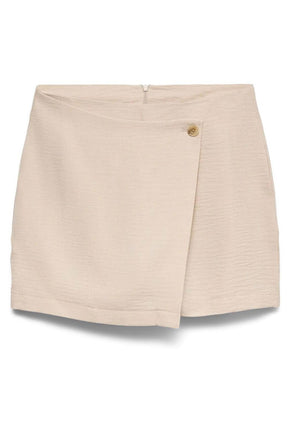 Front image of Kaylie short skort in beige, by brand Vero moda