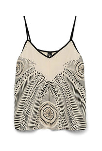 Front image of the Lalita zola singlet top in beige, by brand Vero moda