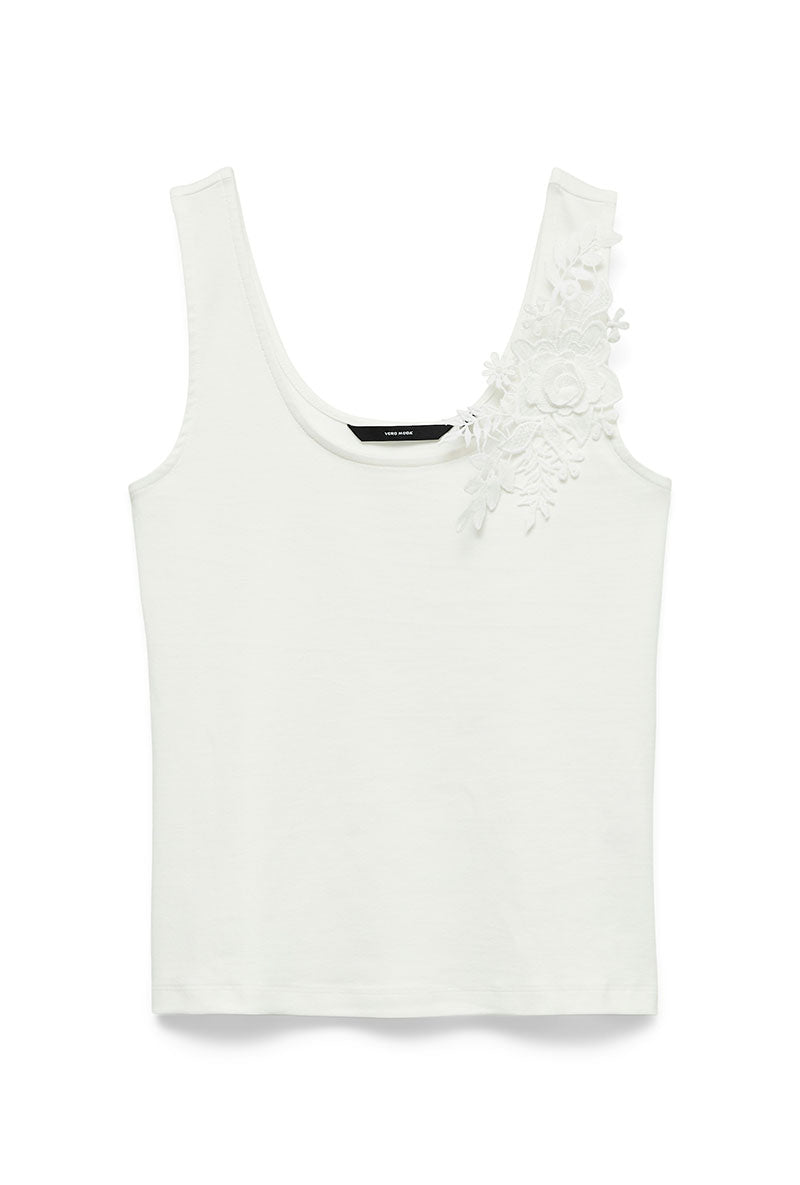 Front image of Layla ss u neck top in white, by brand Vero moda