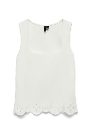 Front image of Louise sl square neck top in white, by brand Vero moda