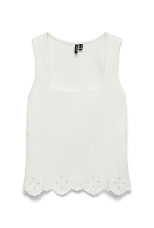 Front image of the Louise sl square neck top in white, by brand Vero moda