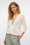 Front image of a model wearing Lux light 3/4 v in off white, by brand Vero moda