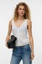Front image of a model wearing Lux light s/l top in white, by brand Vero moda