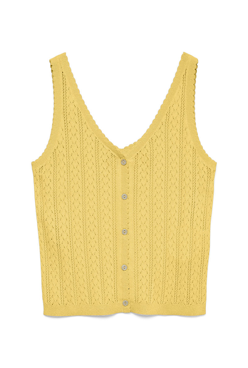 Front image of Lux light s/l top in yellow, by brand Vero moda