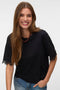 Front image of a model wearing the Lyla ss oneck top in black, by brand Vero moda