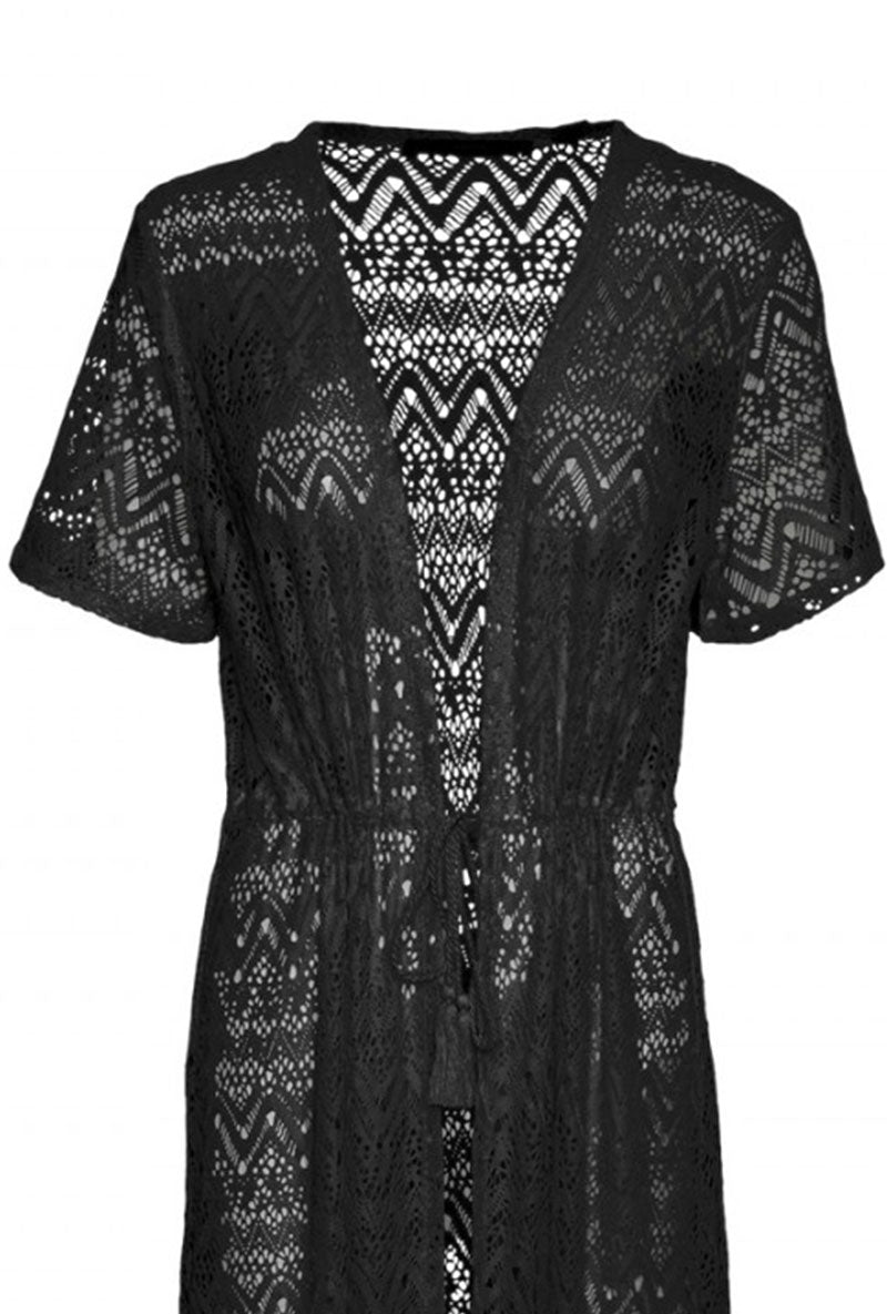 Detail image of Maya 2/4 ankle cardigan in black, by brand Vero moda