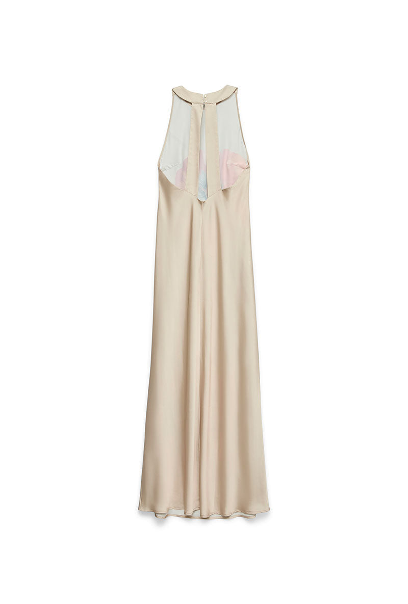 Back image of Reba hibisca ankle dress in beige, by brand Vero moda