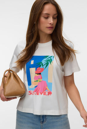 Front image of a model wearing Salli mette ss t in mul3, by brand Vero moda