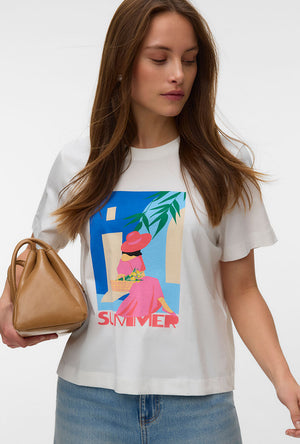 Front image of a model wearing the Salli mette ss t in mul3, by brand Vero moda