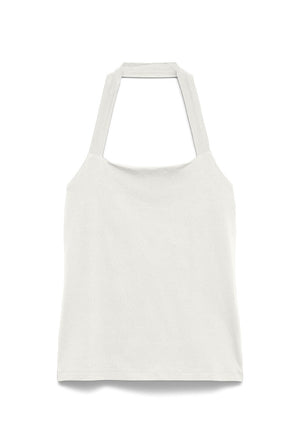 Front image of the Valerie halterneck top in white, by brand Vero moda