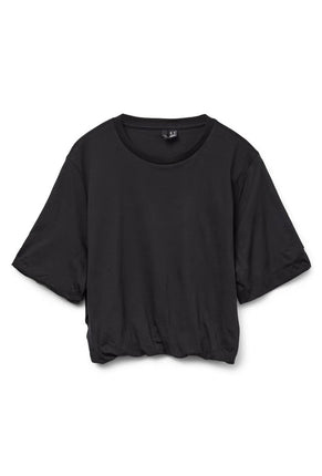 Front image of Aya penny ss cropped top in black, by brand Vero moda