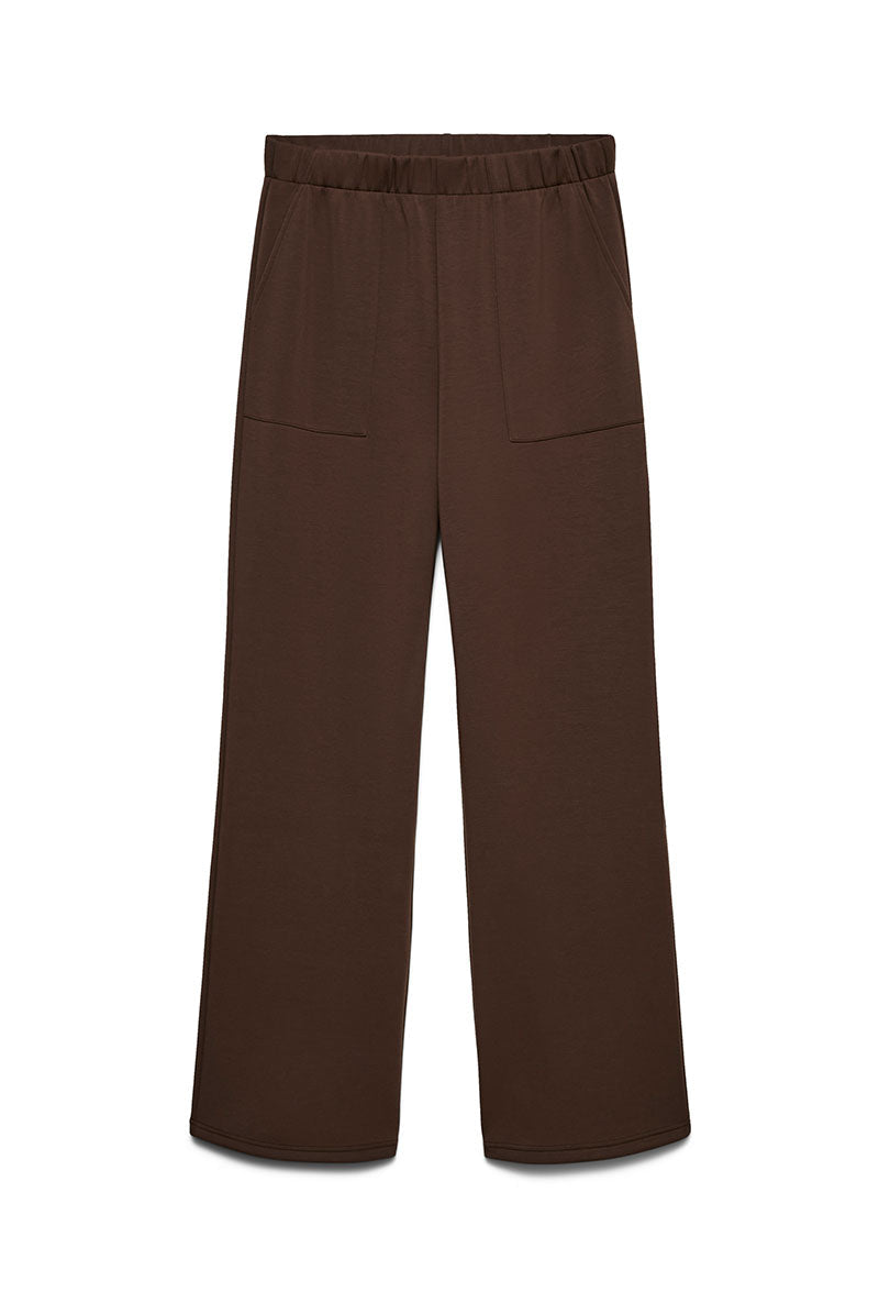 Front image of Bellis mw straight pants in chocolate, by brand Vero moda