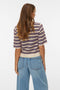 Back image of a model wearing the Canna 2/4 poloneck pullover in beige, by brand Vero moda