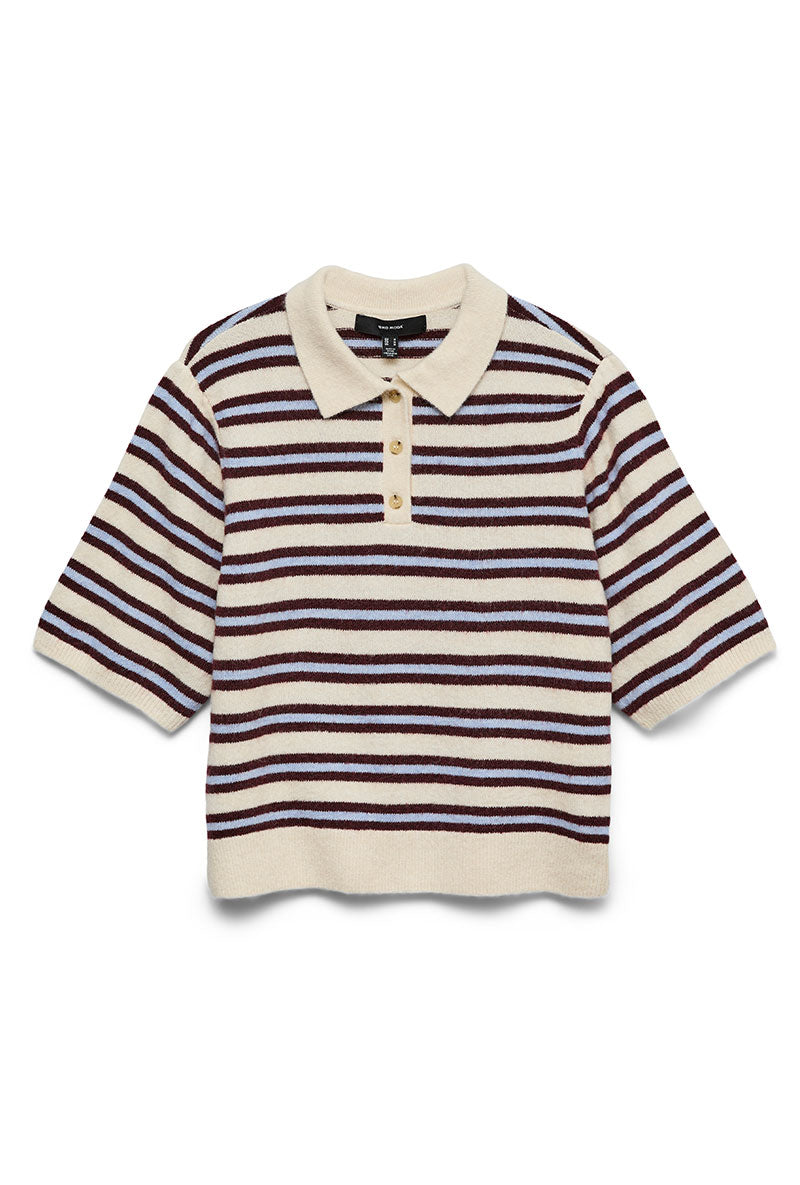 Front image of Canna 2/4 poloneck pullover in beige, by brand Vero moda