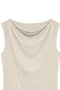 Front image of the Cara sl boatneck top in beige, by brand Vero moda