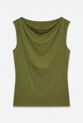 Front image of Cara sl boatneck top in olive, by brand Vero moda