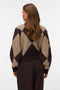 Back image of a model wearing the Darla ls rollneck pullover in chocolate, by brand Vero moda