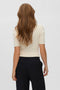 Back image of a model wearing the Eyma rollneck pullover in beige, by brand Vero moda