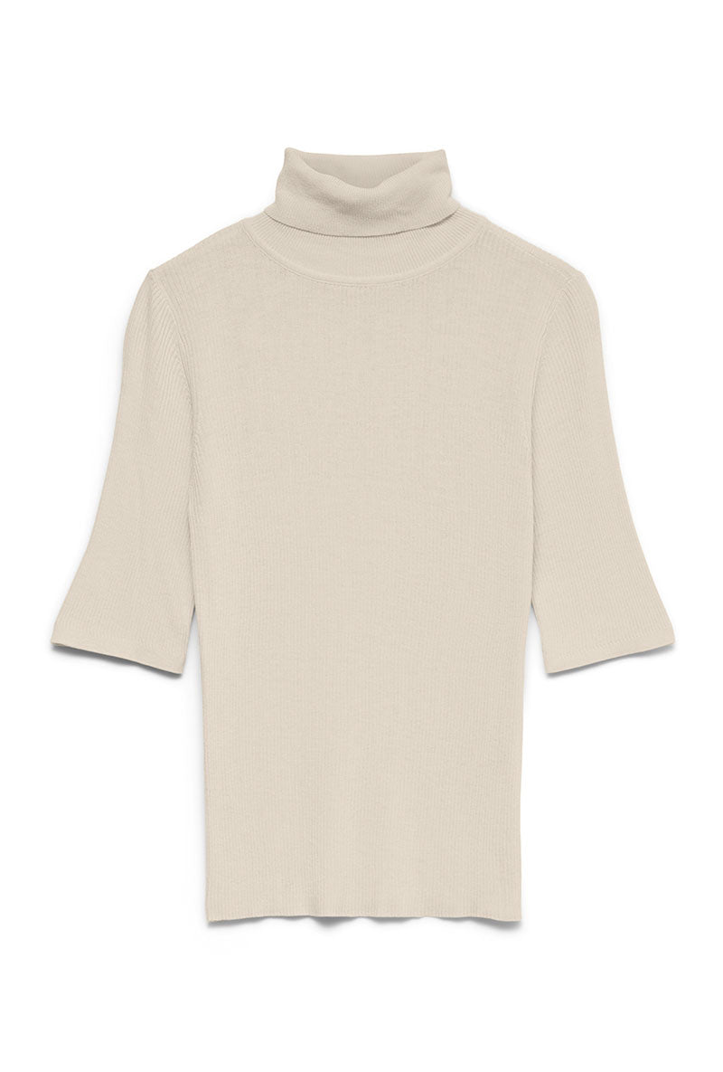 Front image of Eyma rollneck pullover in beige, by brand Vero moda