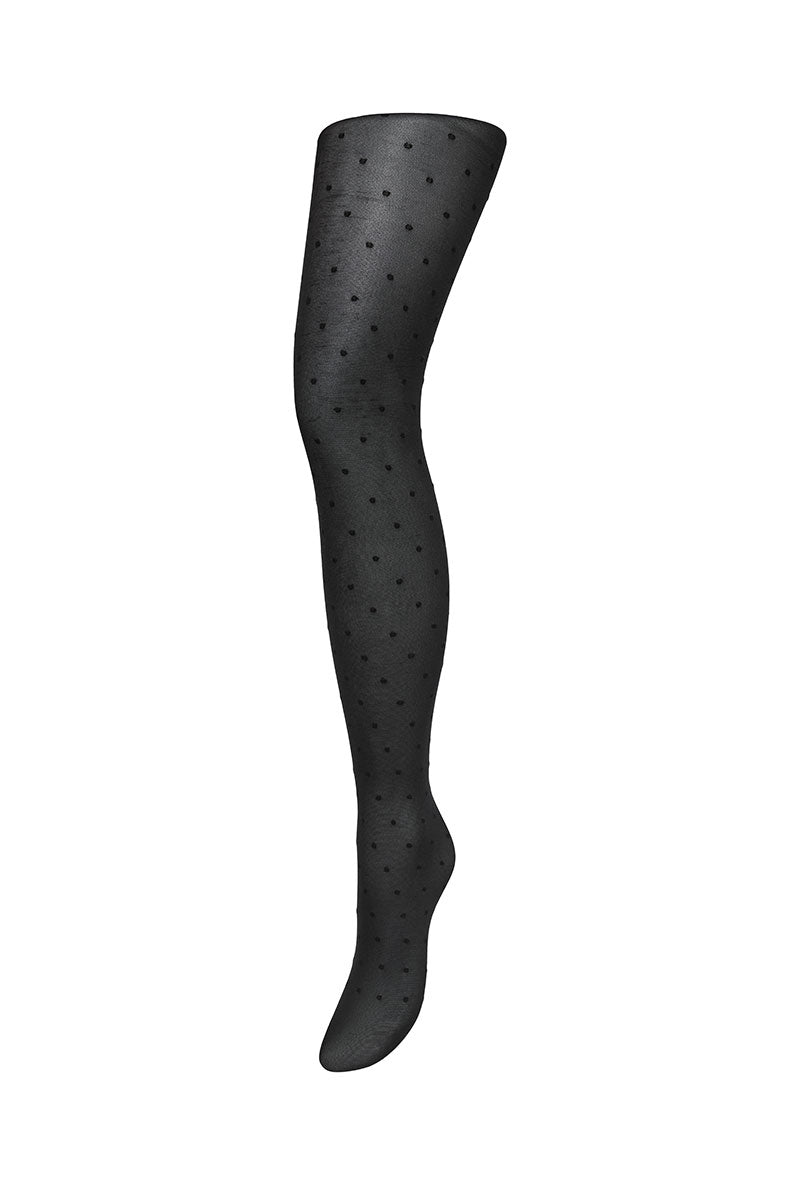 Front image of Fiona dot tights in black, by brand Vero moda