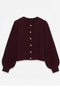 Front image of the Hazel ls oneck cardigan in burgundy, by brand Vero moda
