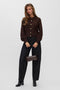 Front image of a model wearing Hazel ls oneck cardigan in chocolate, by brand Vero moda