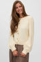 Front image of a model wearing the Hazel ls oneck cardigan in cream, by brand Vero moda